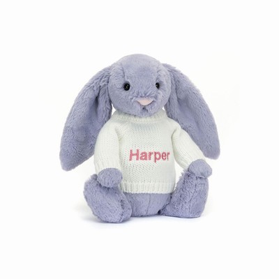 Jellycat Bashful Viola Bunny with Cream Jumper USA | 25813ZDYU